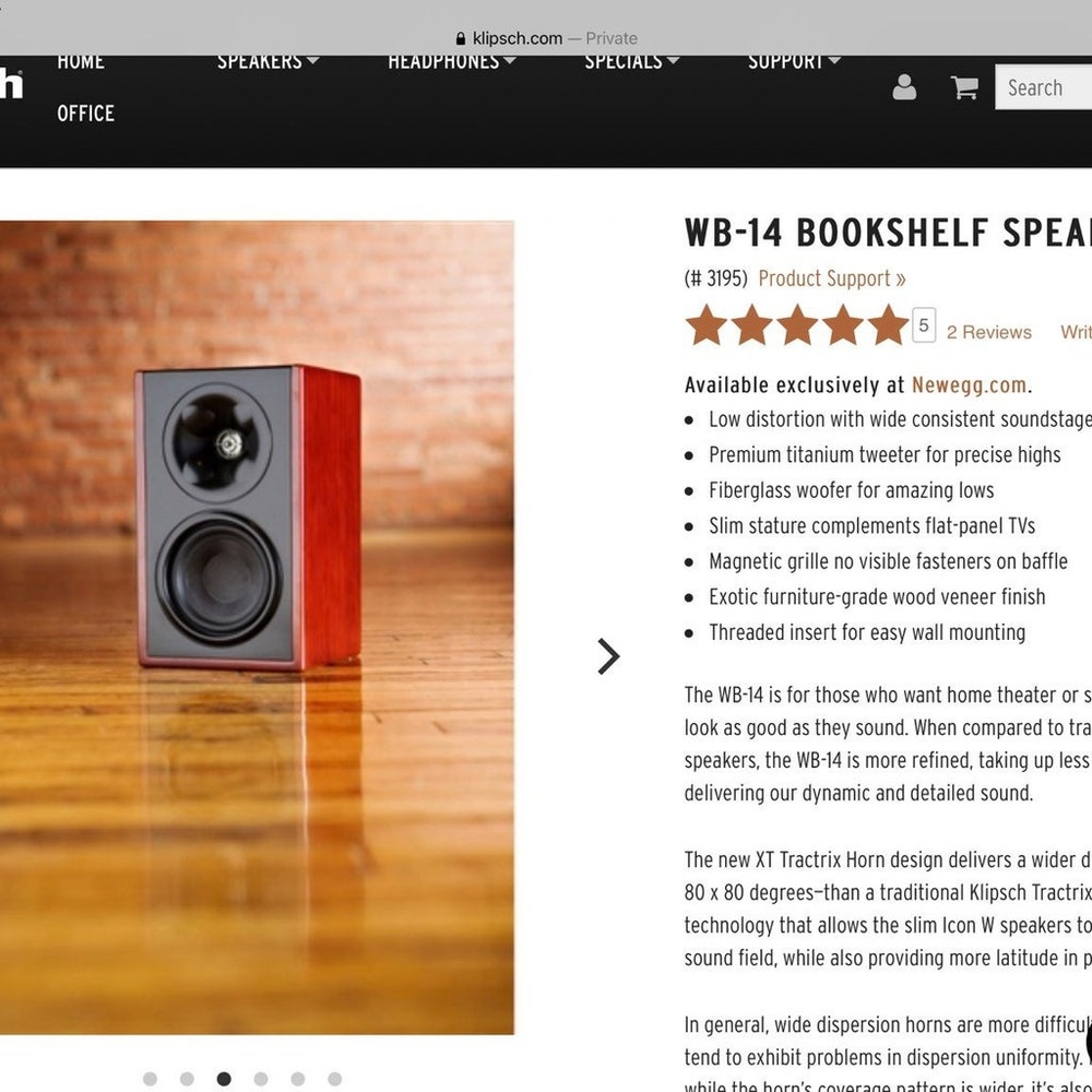 Klipsch WB-14 BOOKSHELF SPEAKER